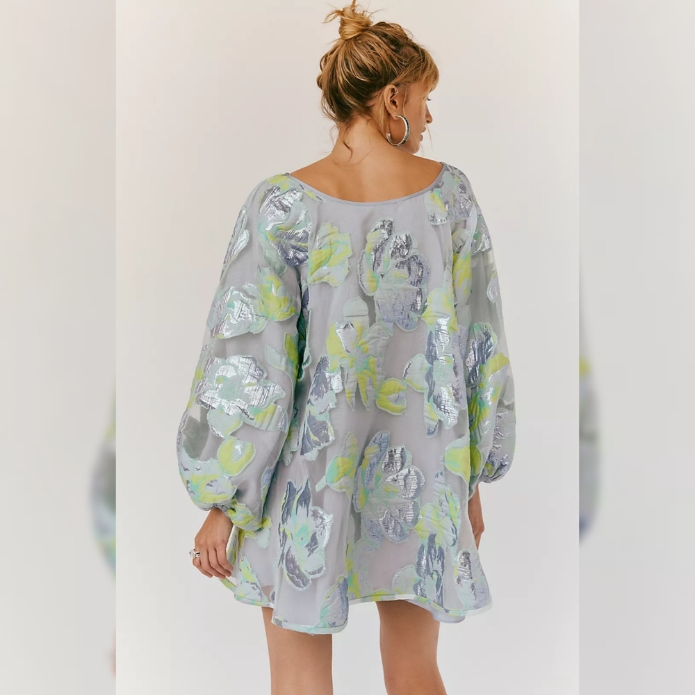 Arianne Elmy Magnolia Floral Good Luck Dress In Sea Combo Women's Size Medium - Picture 2 of 15